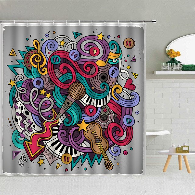 Music instrument note theme Shower Curtain