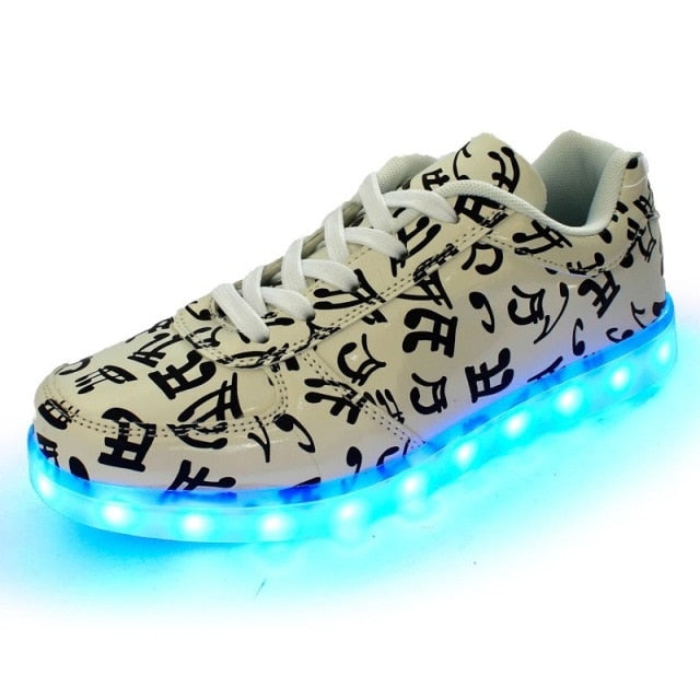 Musical Note Glowing Led Fashion Sneakers USB Charging Light Up Shoes