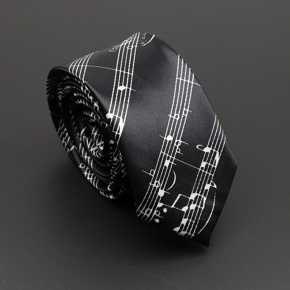 Musical Note Print Neck Tie
