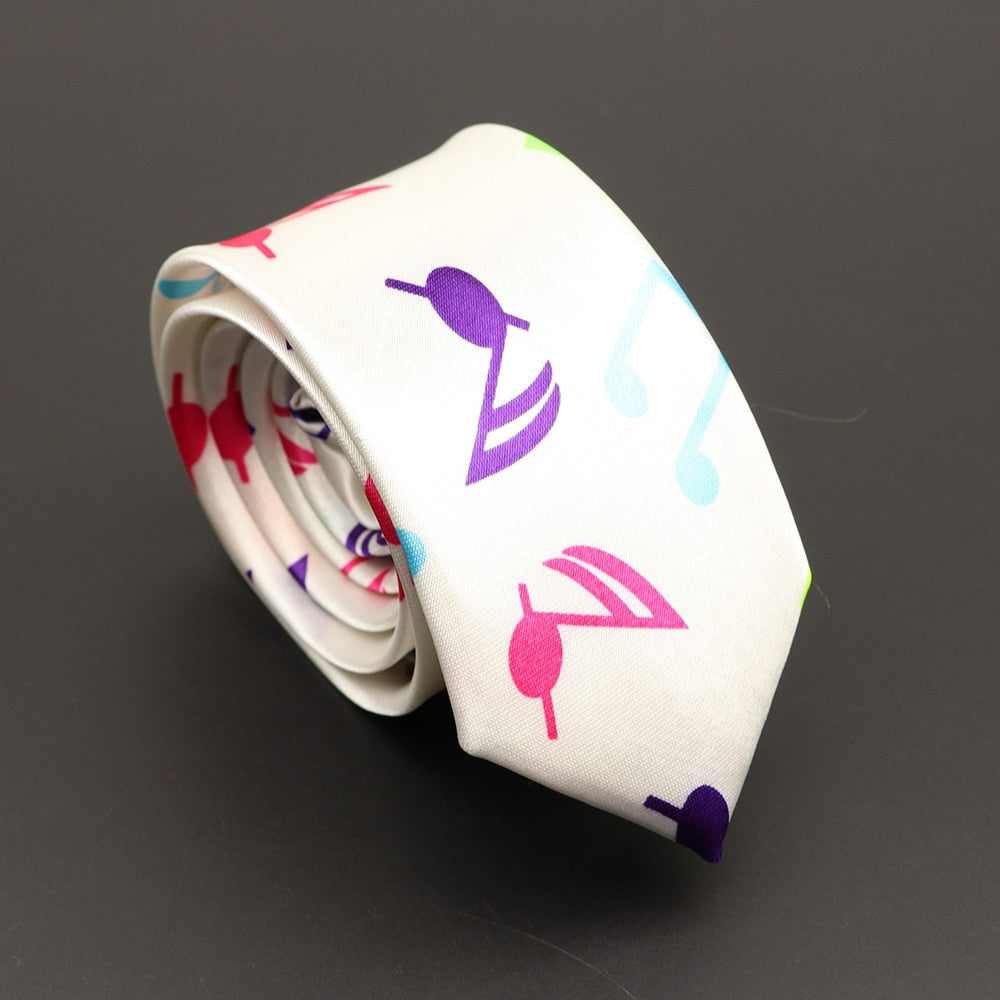 Musical Note Print Neck Tie