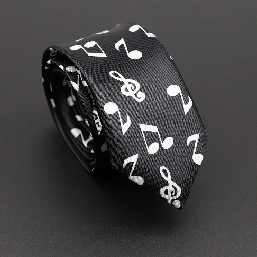 Musical Note Print Neck Tie