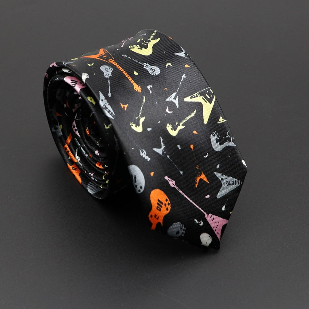 Musical Note Print Neck Tie