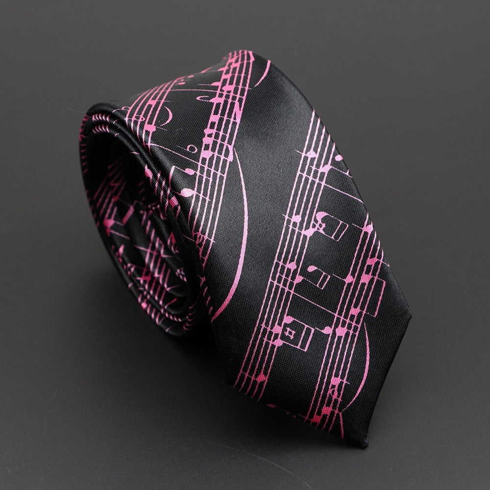 Musical Note Print Neck Tie