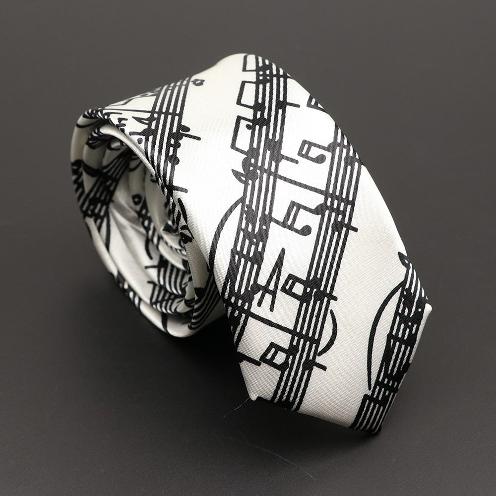 Musical Note Print Neck Tie