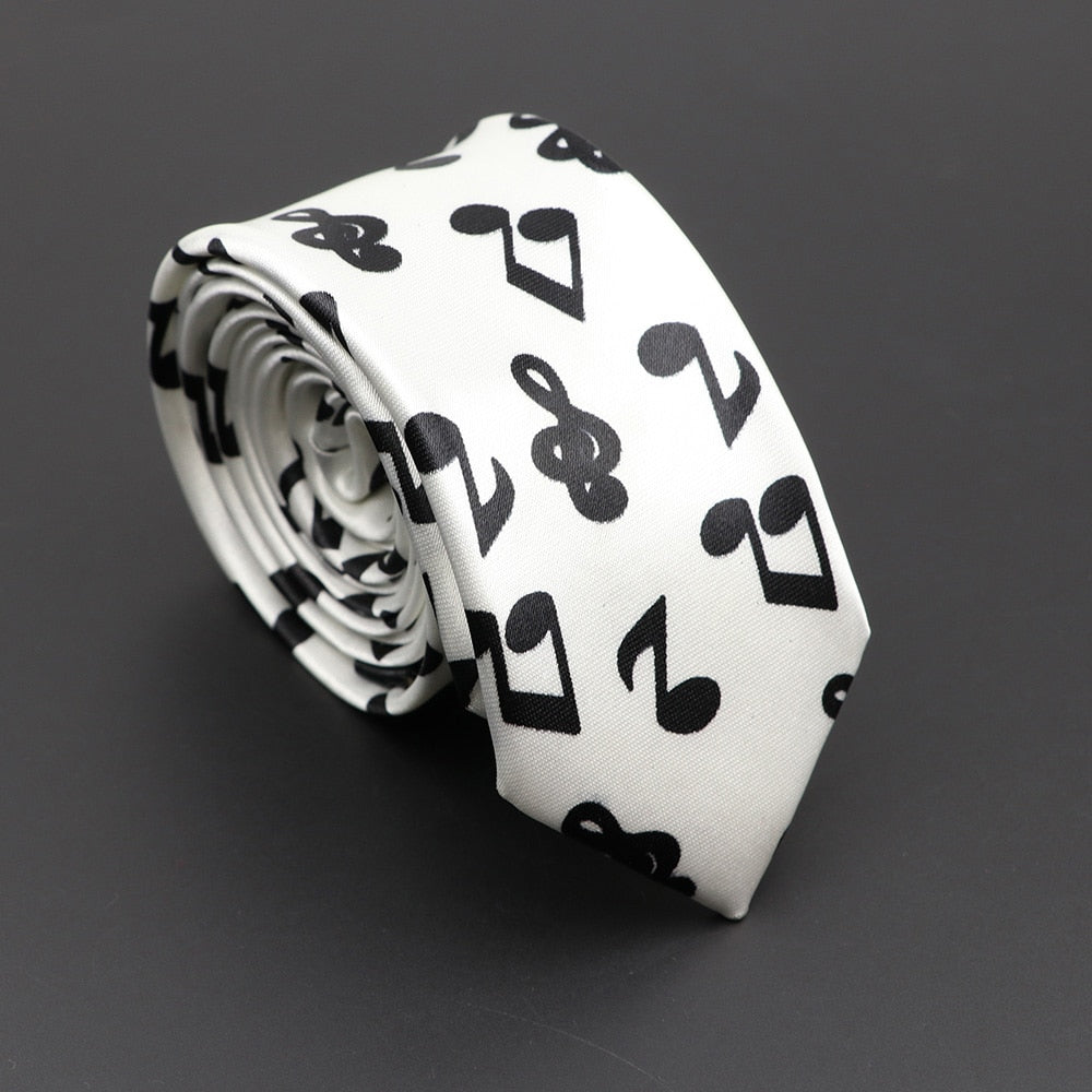 Musical Note Print Neck Tie