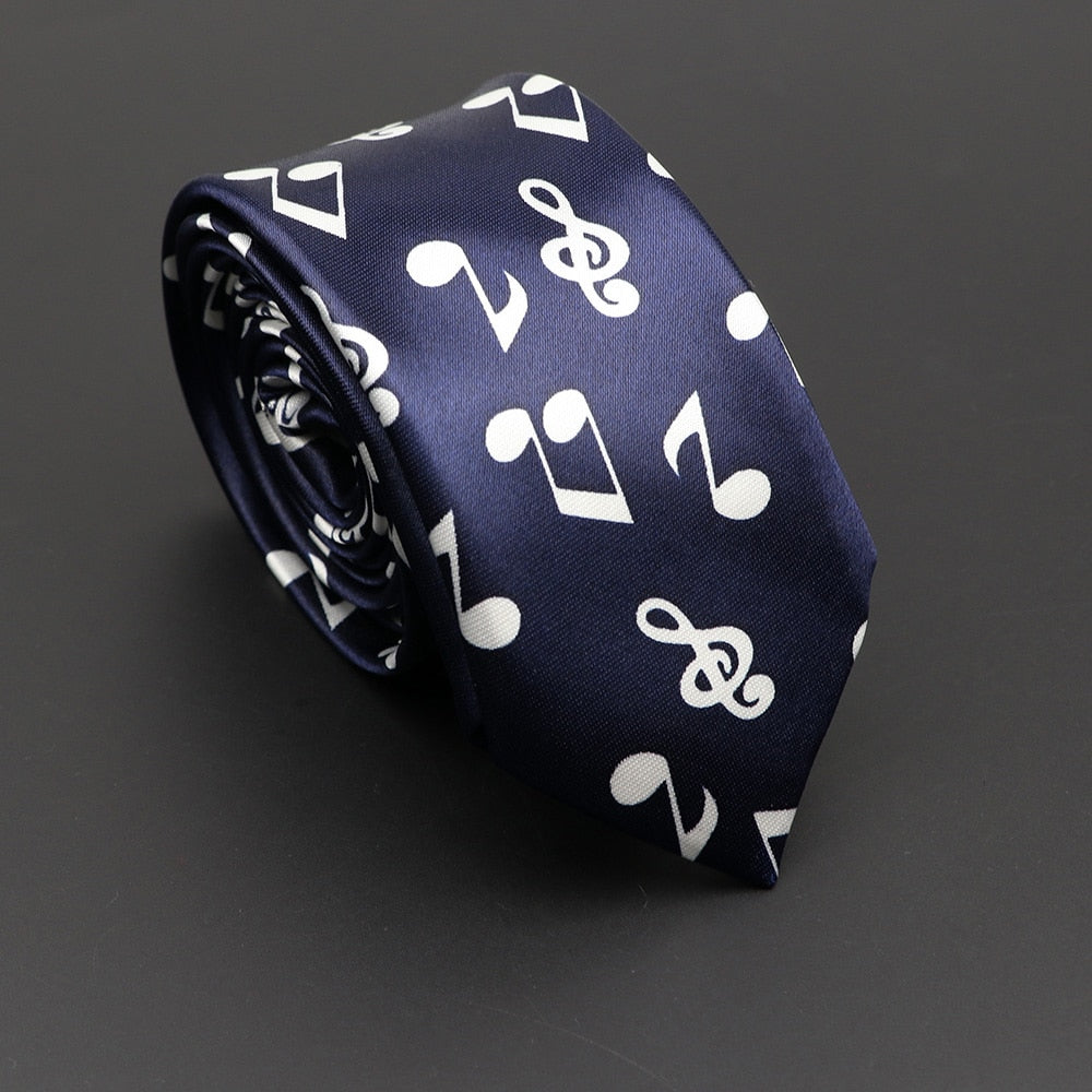 thumbnail interactive-video image 1 of Men's Musical Instrument Music Notes Tie – 17 Designs – Polyester Necktie 1 of 4