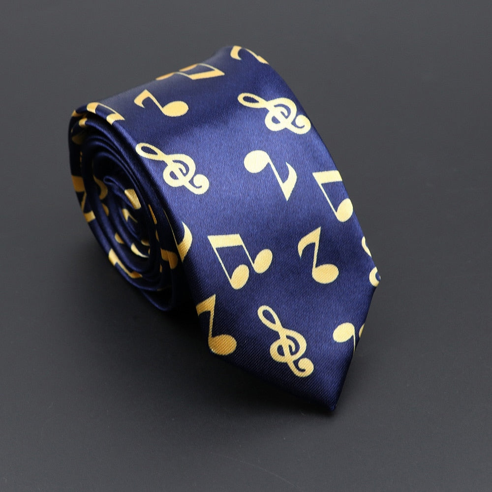 Musical Note Print Neck Tie