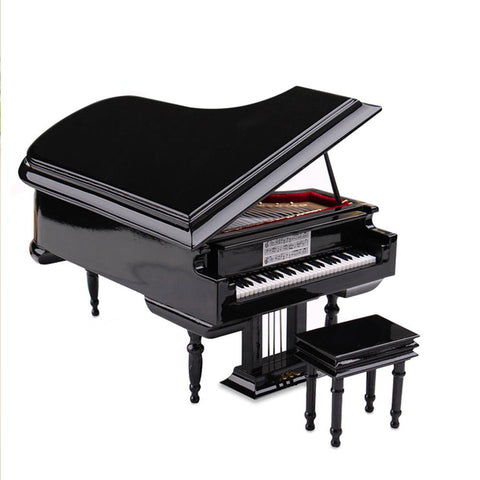 Miniature Grand Piano Model Assembly Replica Mini Piano with Stool