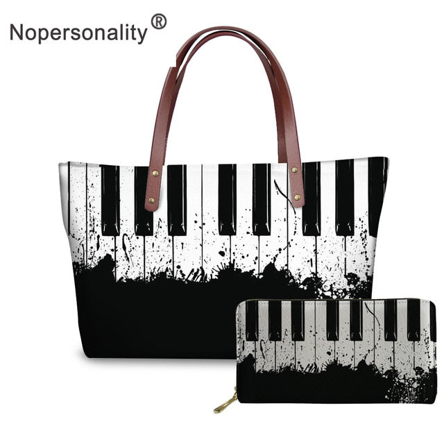 Custom Classy Piano Keyboard Tote Shoulder Bag