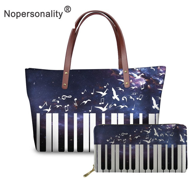 Custom Classy Piano Keyboard Tote Shoulder Bag