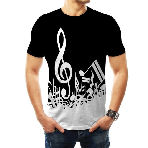 Music Notes 3D Printed Short Sleeve T Shirt