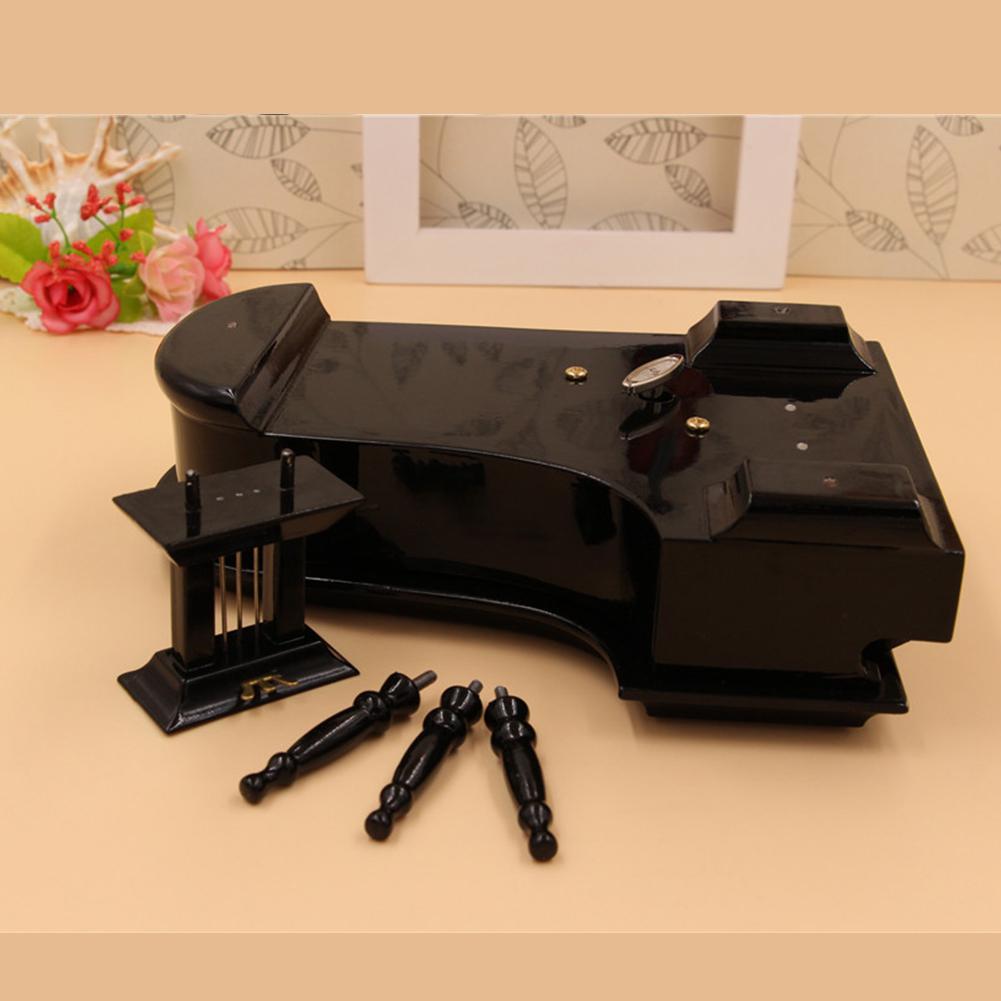 Miniature Grand Piano Model Assembly Replica Mini Piano with Stool