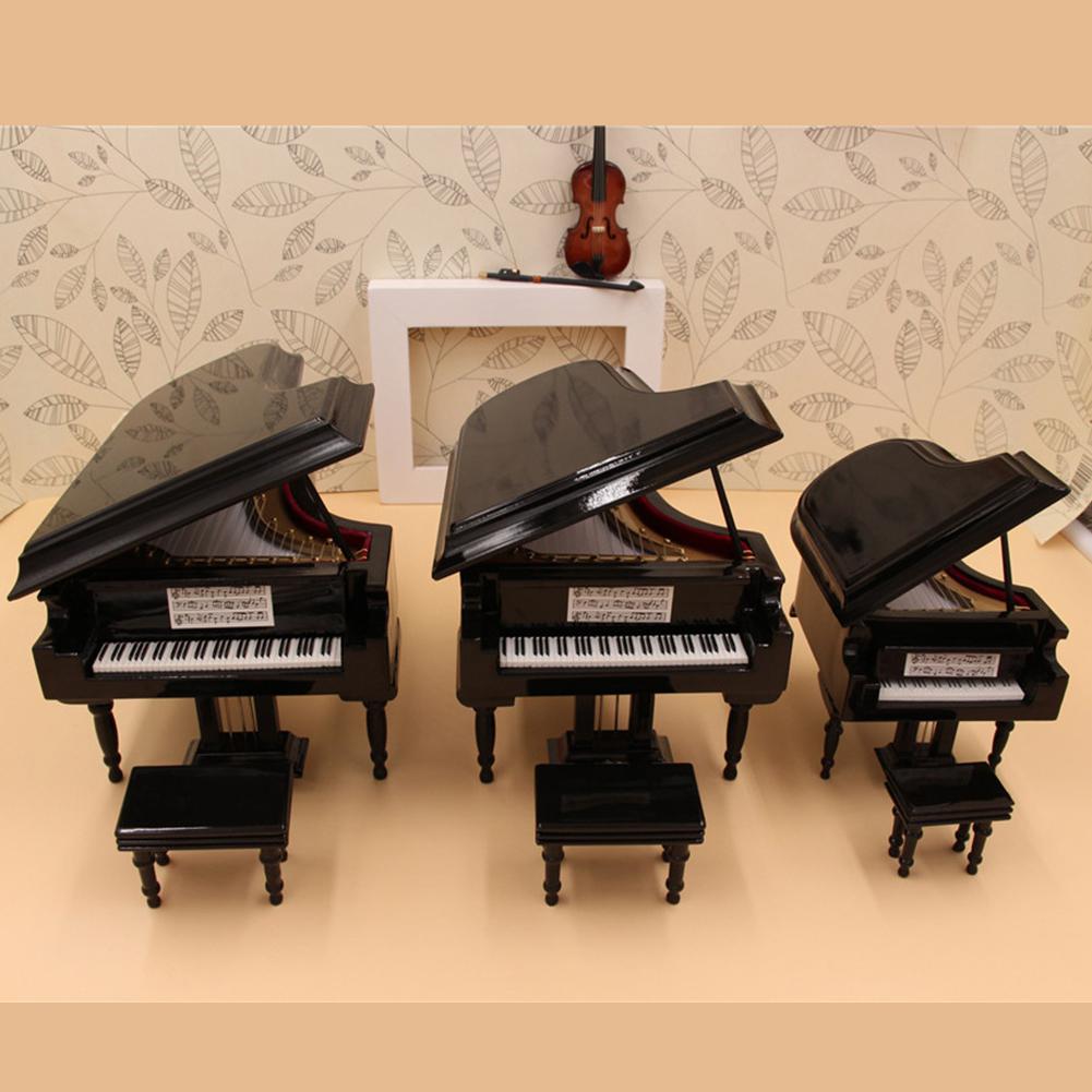 Miniature Grand Piano Model Assembly Replica Mini Piano with Stool