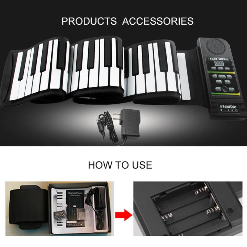 Portable 37/88 Keys Flexible Silicone Roll Up Digital Piano