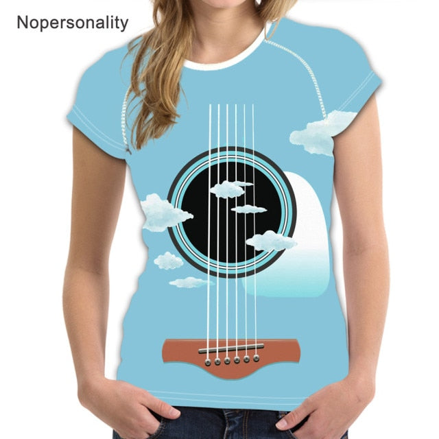 Music Note Guitar Piano Designs Summer T Shirt Women