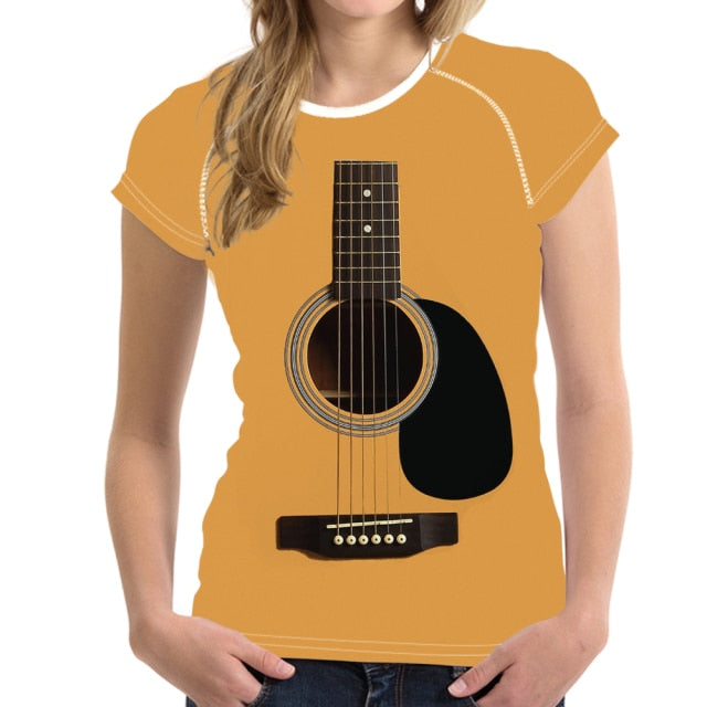 Music Note Guitar Piano Designs Summer T Shirt Women