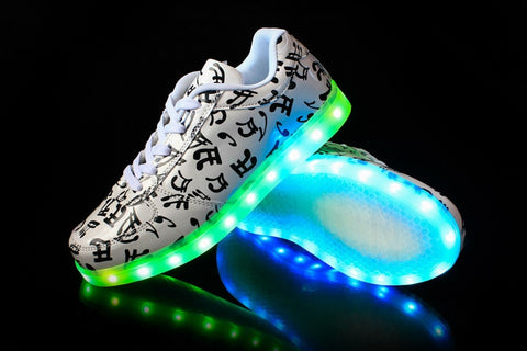 Musical Note Glowing Led Fashion Sneakers USB Charging Light Up Shoes