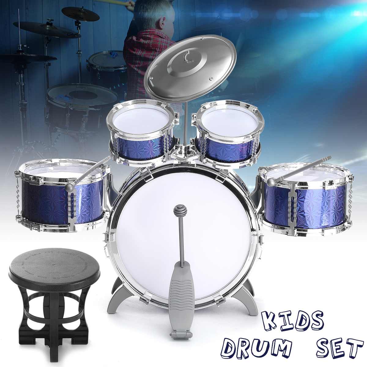 Srliya Kid Drum Set voor Toddlers Jazz Drum Set voor Kids 5 Drums Srliya Kid Drum Set voor Toddlers Jazz Drum Set voor Kids 5 Drums