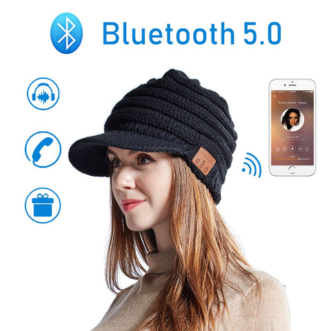 Women Girl Bluetooth Beanie Knit Hat Headphones Headset Wireless HD