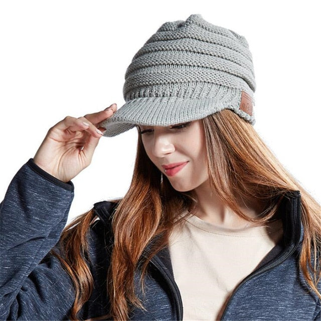 Women Girl Bluetooth Beanie Knit Hat Headphones Headset Wireless HD