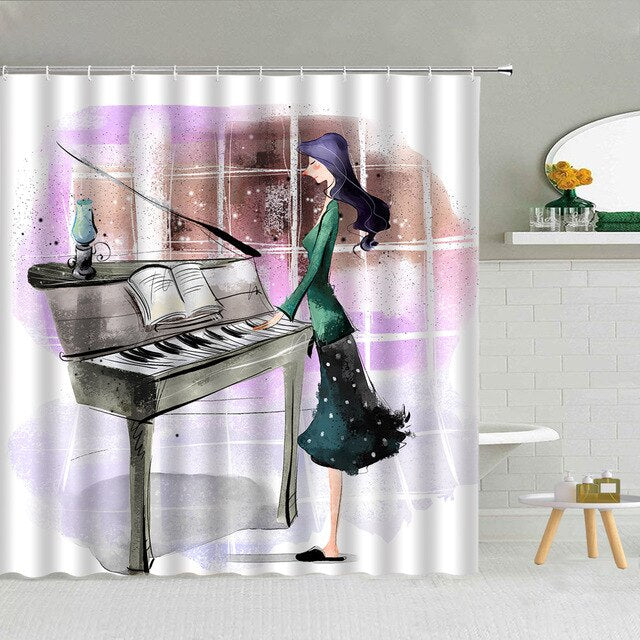 Music instrument note theme Shower Curtain