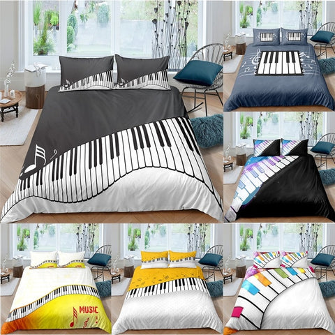 Custom Colorful Piano Keys 3D Bedding Set