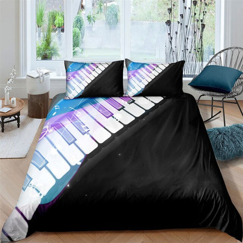 Custom Colorful Piano Keys 3D Bedding Set