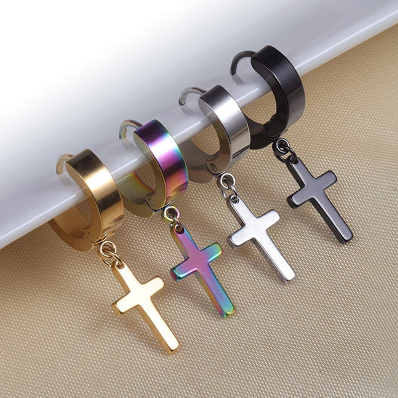 1pc Fashion Style Stainless Steel Cross Earrings