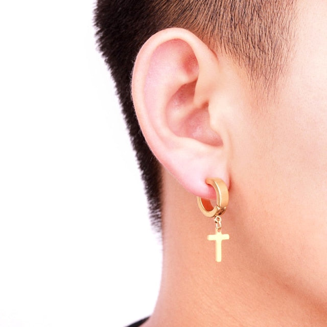 1pc Fashion Style Stainless Steel Cross Earrings