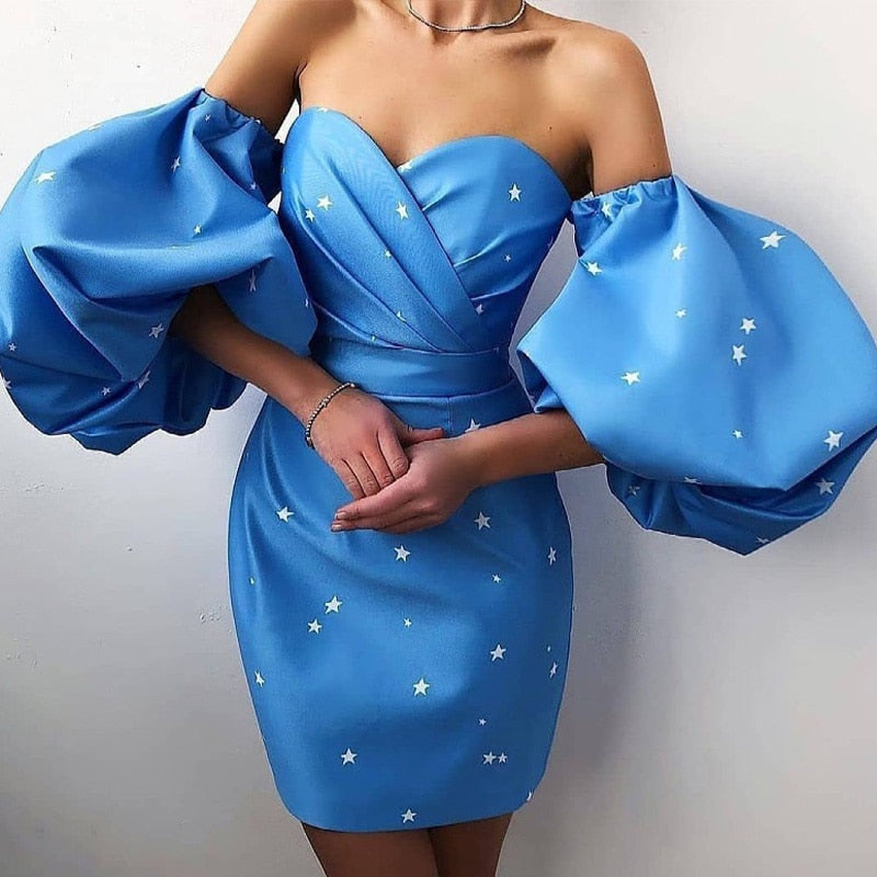 Women Sexy Off Shoulder Music Super Star Mini Grammy Dress