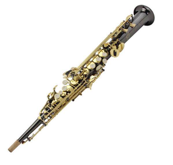 Custom Nickel Plated Gold Key B flat Soprano Saxophone with Case