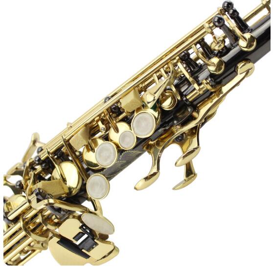 Custom Nickel Plated Gold Key B flat Soprano Saxophone with Case