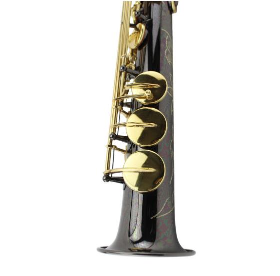 Custom Nickel Plated Gold Key B flat Soprano Saxophone with Case