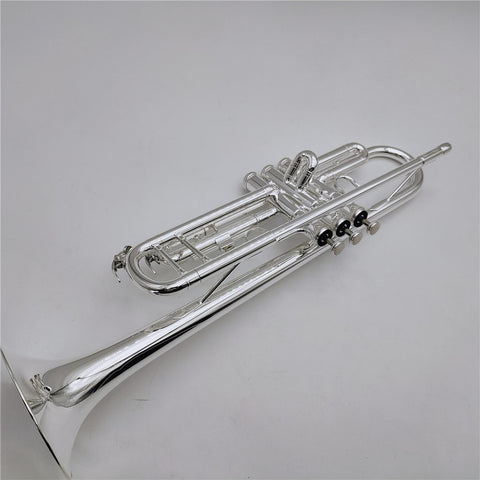 New High Quality Brass Silver Plated Surface Musical Instrument Trumpet With Case