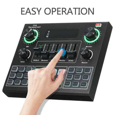 V9 Live Sound Card BT Accompaniment Audio Mixer with Sound Effects