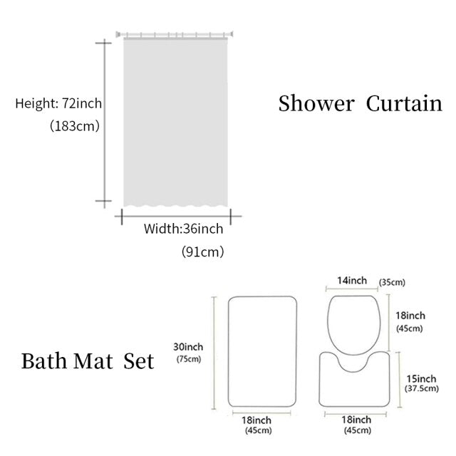 Music Note Black White Fabric Bathroom Shower Curtain Set Anti-skid Rugs