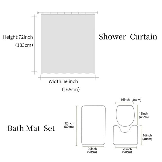 Music Note Black White Fabric Bathroom Shower Curtain Set Anti-skid Rugs