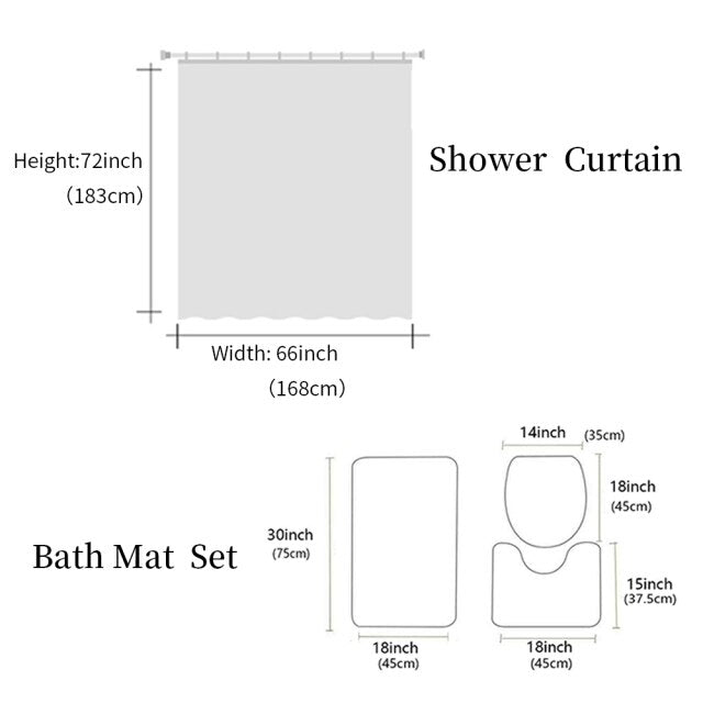 Music Note Black White Fabric Bathroom Shower Curtain Set Anti-skid Rugs