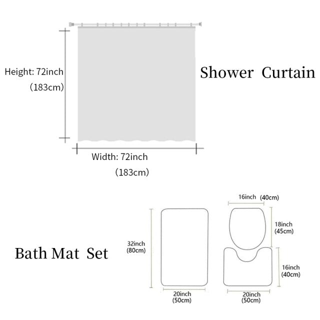 Music Note Black White Fabric Bathroom Shower Curtain Set Anti-skid Rugs