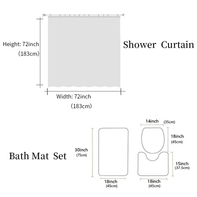 Music Note Black White Fabric Bathroom Shower Curtain Set Anti-skid Rugs