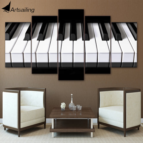 5 pieces canvas art piano keys