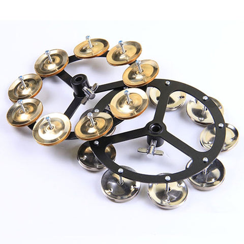 MoonEmbassy Percussion Hi-Hat Tambourine With Row Steel Jingles Drum Set Accessories Free Shipping