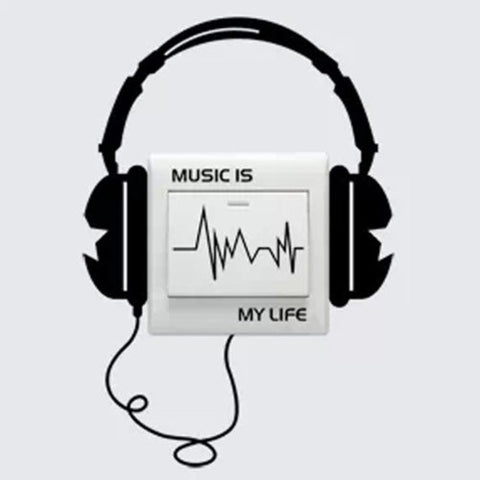 Headset "Music Is My Life" Wall Sticker