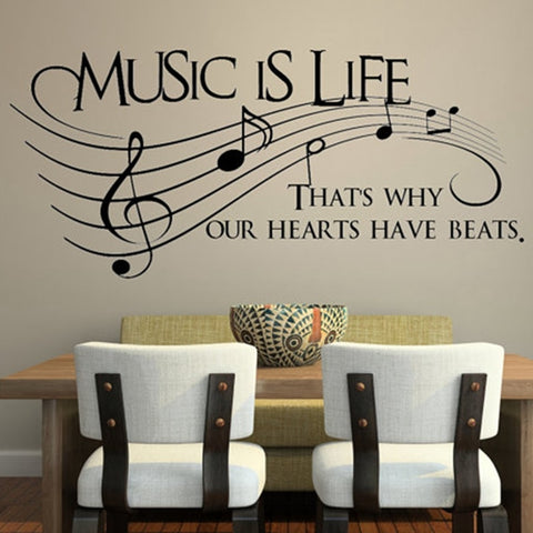 Music Vinyl Wall Decal Sticker "Music is life"