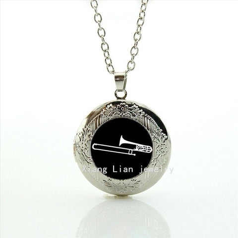 Trombone Musical Instrument Locket Necklace