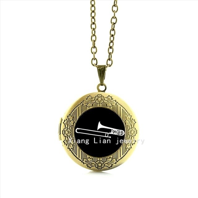 Trombone Musical Instrument Locket Necklace