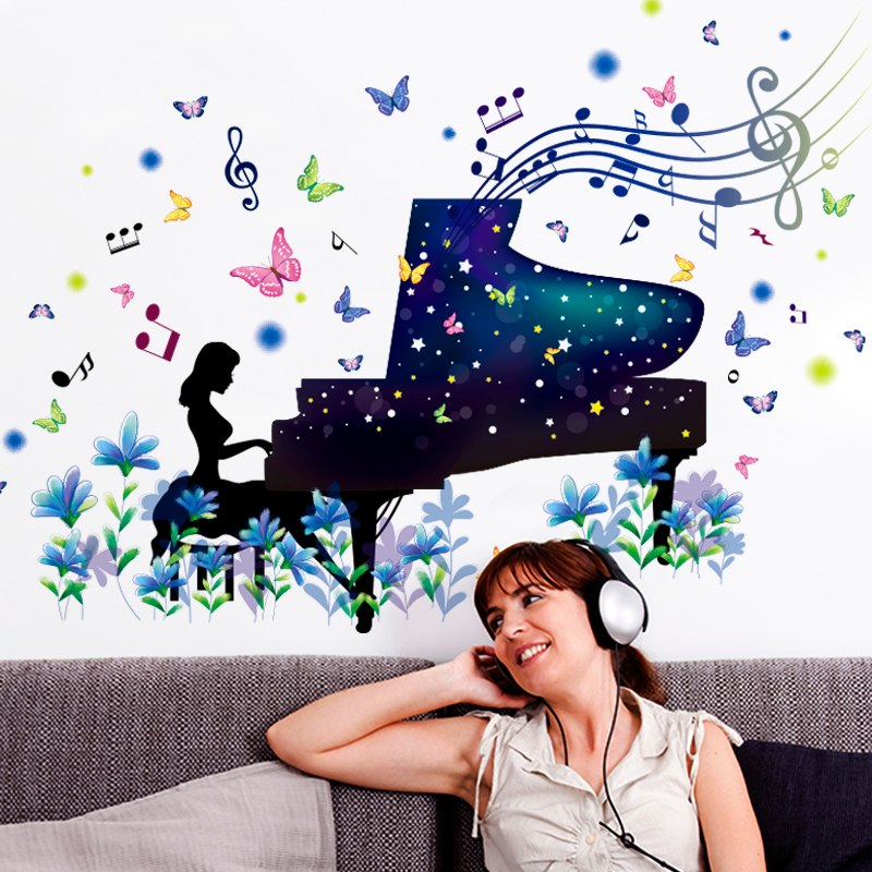 Piano Performance Girl Wall Sticker