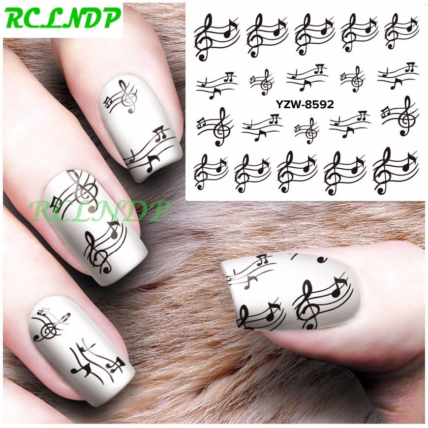 Water sticker for nail art decoration slider music note lovely cat heart star adhesive design decal manicure lacquer accessoires