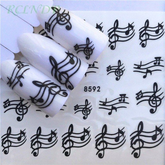 Water sticker for nail art decoration slider music note lovely cat heart star adhesive design decal manicure lacquer accessoires