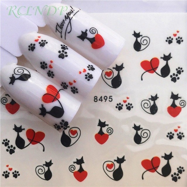 Water sticker for nail art decoration slider music note lovely cat heart star adhesive design decal manicure lacquer accessoires